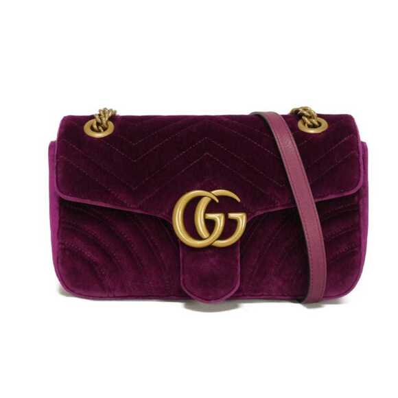 GUCCI Authentic Purple GG Marmont Shoulder Bag - Picture 1 of 16